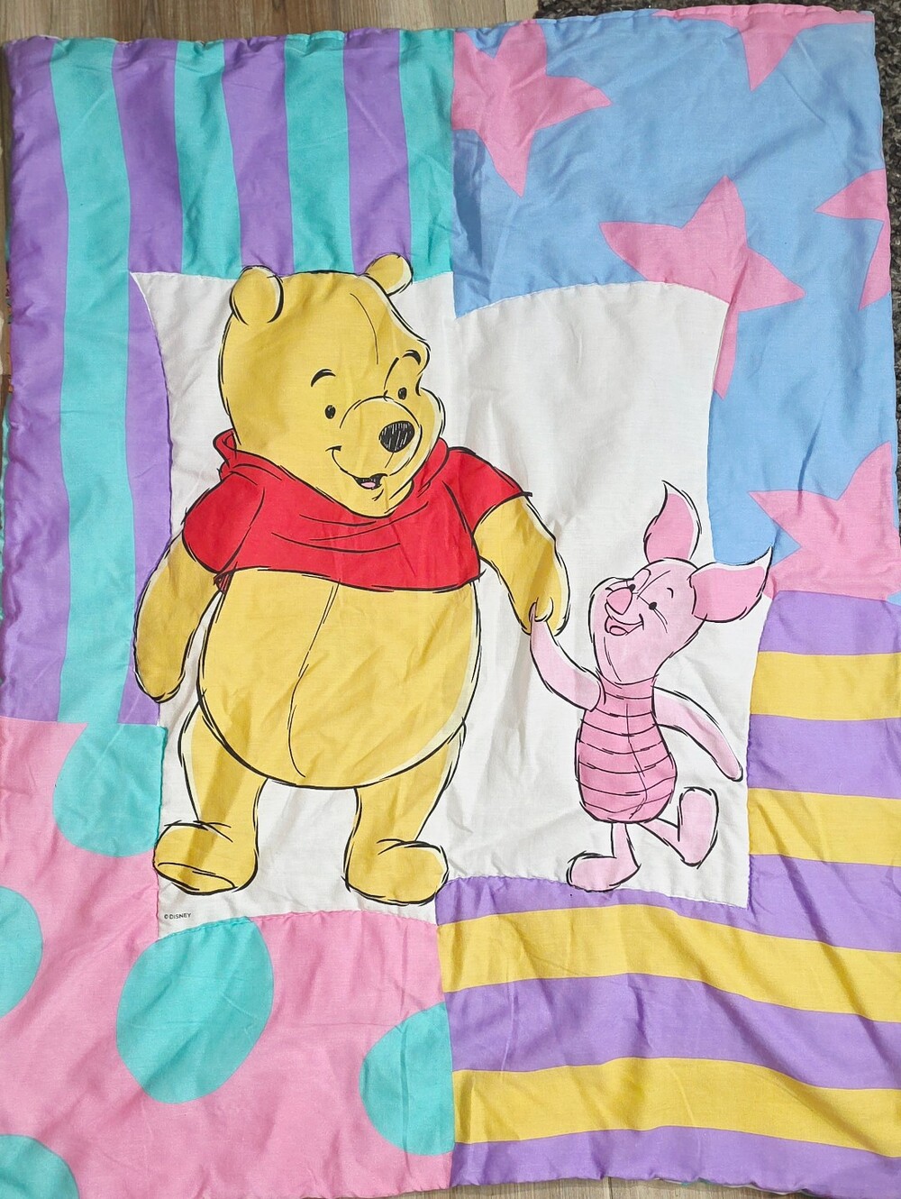 Vintage Winnie the Pooh and Piglet Comforter Baby Blanket